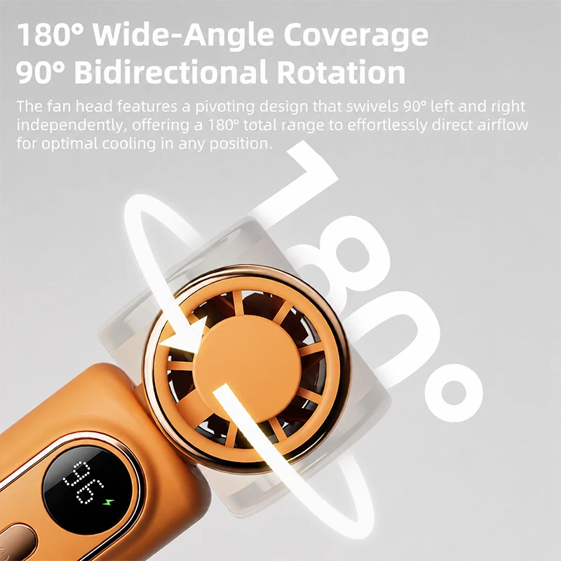 Mini Fan Handheld Small Fan 3000mAh 5 Speeds Cooling Turbo 180° Adjustable Clip LED Display Type-C Rechargeable Portable Fans image 4