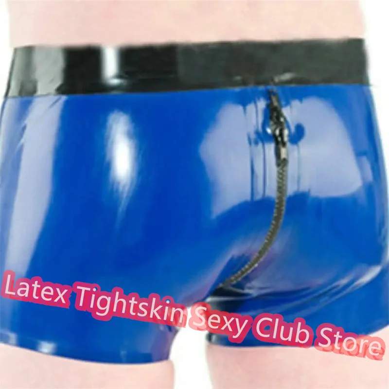 Latex Panties Shorts Briefs Crotch Zipper Rubber Underwear Party Club Wear Costume