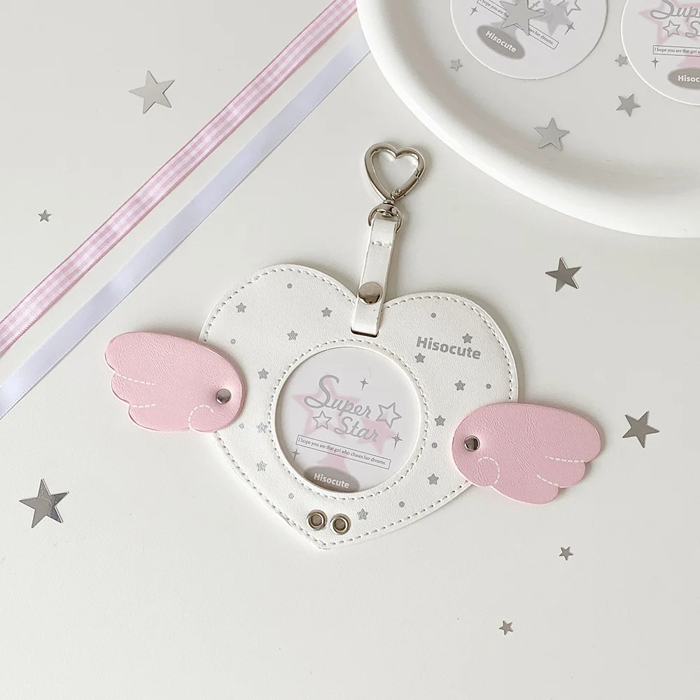 

Photocard Holder Waterproof Pendant Keychain Angel Wings Badge Holder Unique Badge Holder For Animation Lovers Backpack