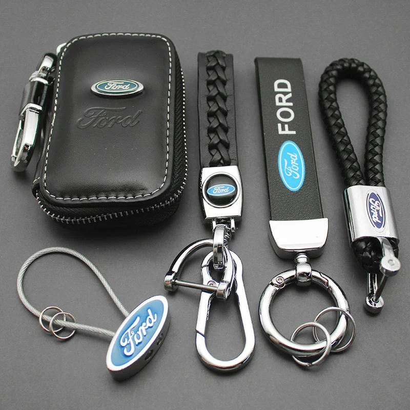 Luxury Leather Car Logo Keychain Key Rings Key Holder Auto Accessories For Ford Ranger Focus Kuga Mustang Mondeo Fusion Escort view 6