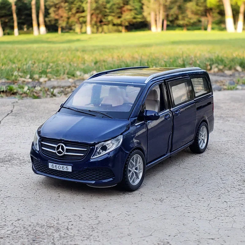 1:32 Mercedes-Benz V260 Business Nanny Car Alloy Car Model Sound And Light Pull Back Boy Toy Car Simulation Car Model Decoration