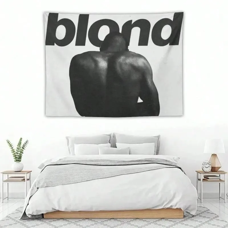 Frank Ocean Blonde Black  White Signature Tapestry Wall Decor Polyester Fan Art Banner, Machine Washable Minimalist Home Goods for Bedroom Cool Room Decor