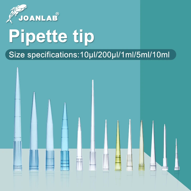 JOANLAB Końcówki do pipet laboratoryjnych 10ul 200ul 1ml 5ml 10ml Mikropipeta Jednorazowa plastikowa końcówka do pipet Materiały do laboratorium chemicznego