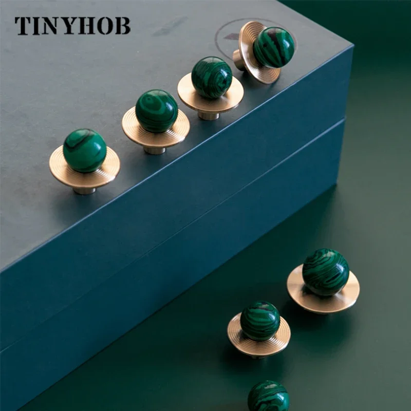 Luxury Natural Stone + brass Knobs Cabinet Knob Handle Dresser Knobs Drawer Pulls Elegant  Green Furniture Hardware