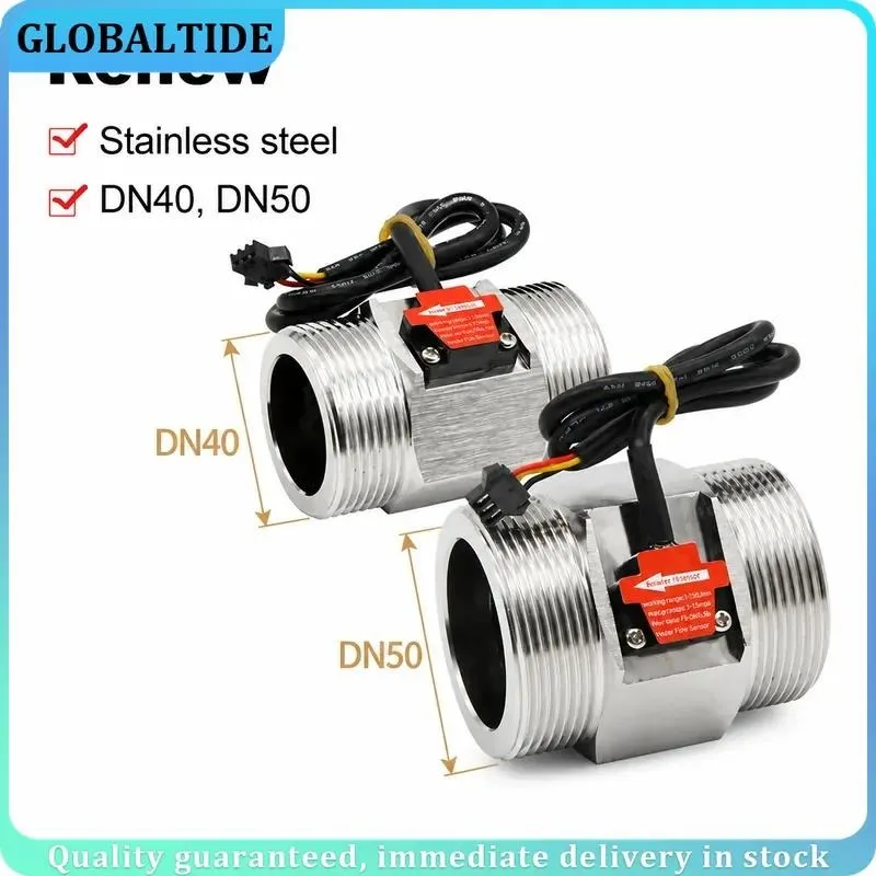 304 Stainless Steel Water Flow Sensor 1.5 Inch G2 Inch Hall Turbine Flowmeter Detection
