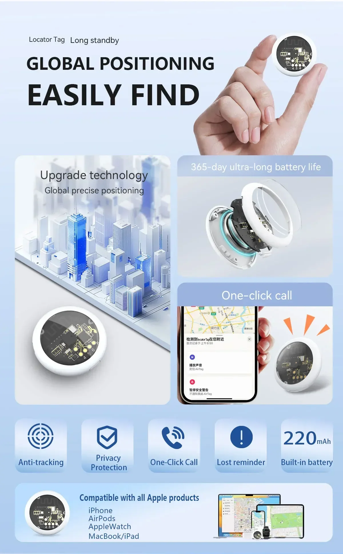 2026 Neuer Smart Tag IP67 Tracker Anti-Verlust Air Tag Kompatibel mit Apple Find My APP IOS Schlüssel-, Koffer- und Taschenfinder, 1-4 Stück – Detail 3
