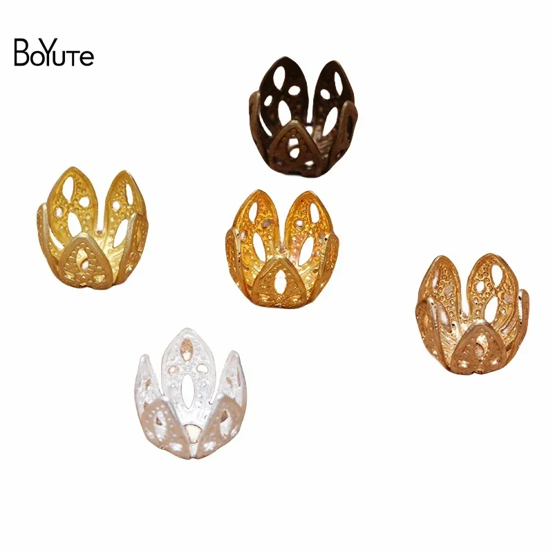 

BoYuTe (200 Pieces/Lot) 7MM Metal Brass Filigree Stamping Flower Bud Bead Caps Diy Jewelry Findings Components