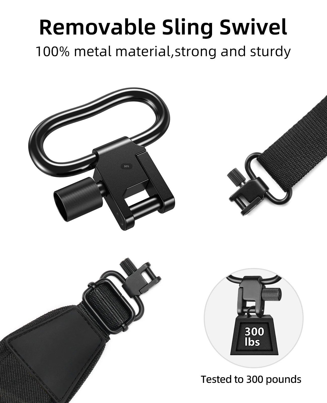 2点式ライフルスリング、幅広ネオプレンパッド入り、金属スイベル付き、サムループ、長さ調節可能、ライフルにフィット、アウトドアハンティング用