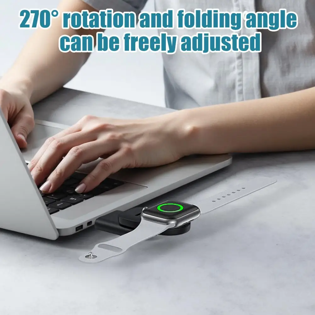Portable 360° Wireless Charger for Smartwatch, Magnetic Mini Charging Stand Compatible with All Series Watch Charging