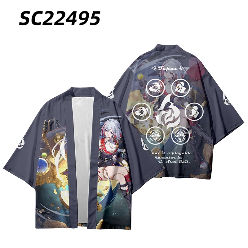 Camiseta con estampado 3D de Anime Honkai para hombre y mujer, camisa de manga corta con cuello redondo, Camisetas estampadas, ropa de calle para Cosplay