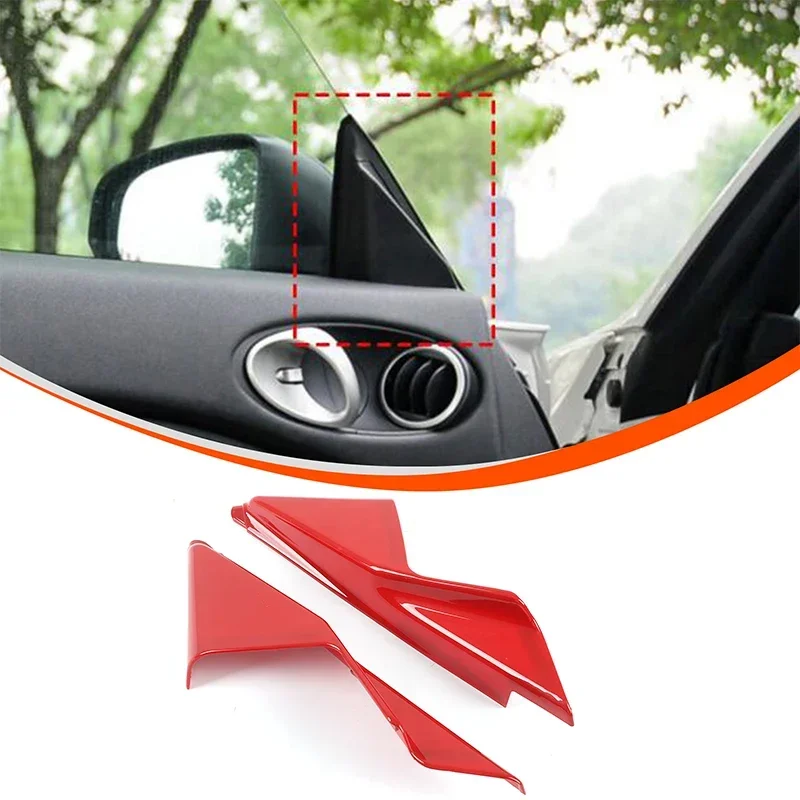 2Pcs ABS Carbon Fiber For Nissan 370Z Z34 2009-2020 Car front inner triangle column cover decoration sticker car accessories