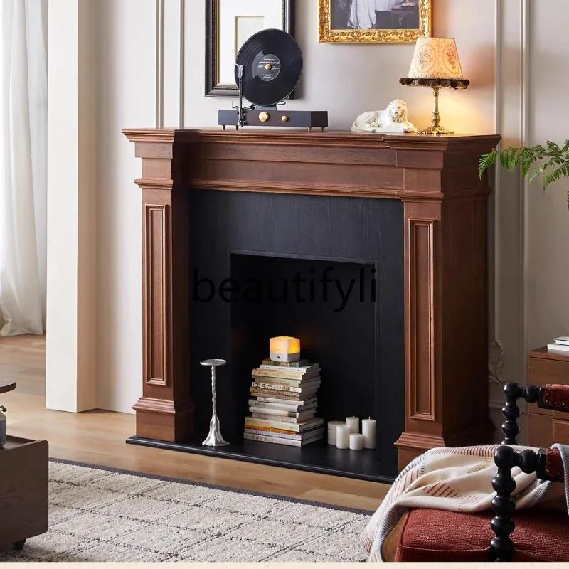 

French retro solid wood fireplace cabinet decorative mantel furniture fire porch cabinet