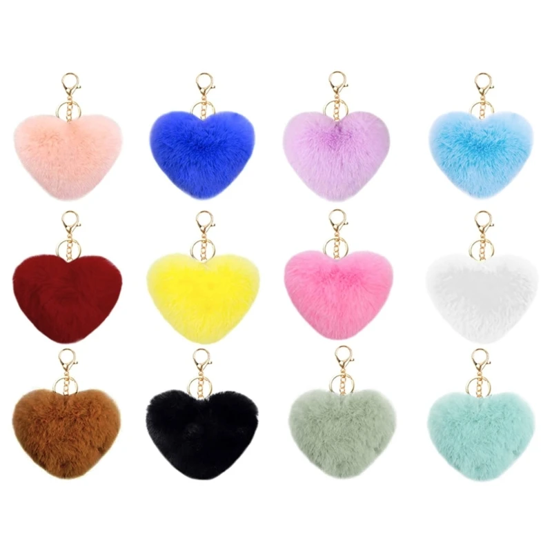 12 Pcs Colorful Pom Poms Ball with 24 Pieces Open Jump Rings and 12 Pieces for Key Chains for Bag Car Charm Accessories