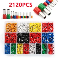 400/1200/2120PCS Box VE Tubular Crimp Terminals Wire Insulated Terminator Block Cord End Connector Electrical Tube Terminal