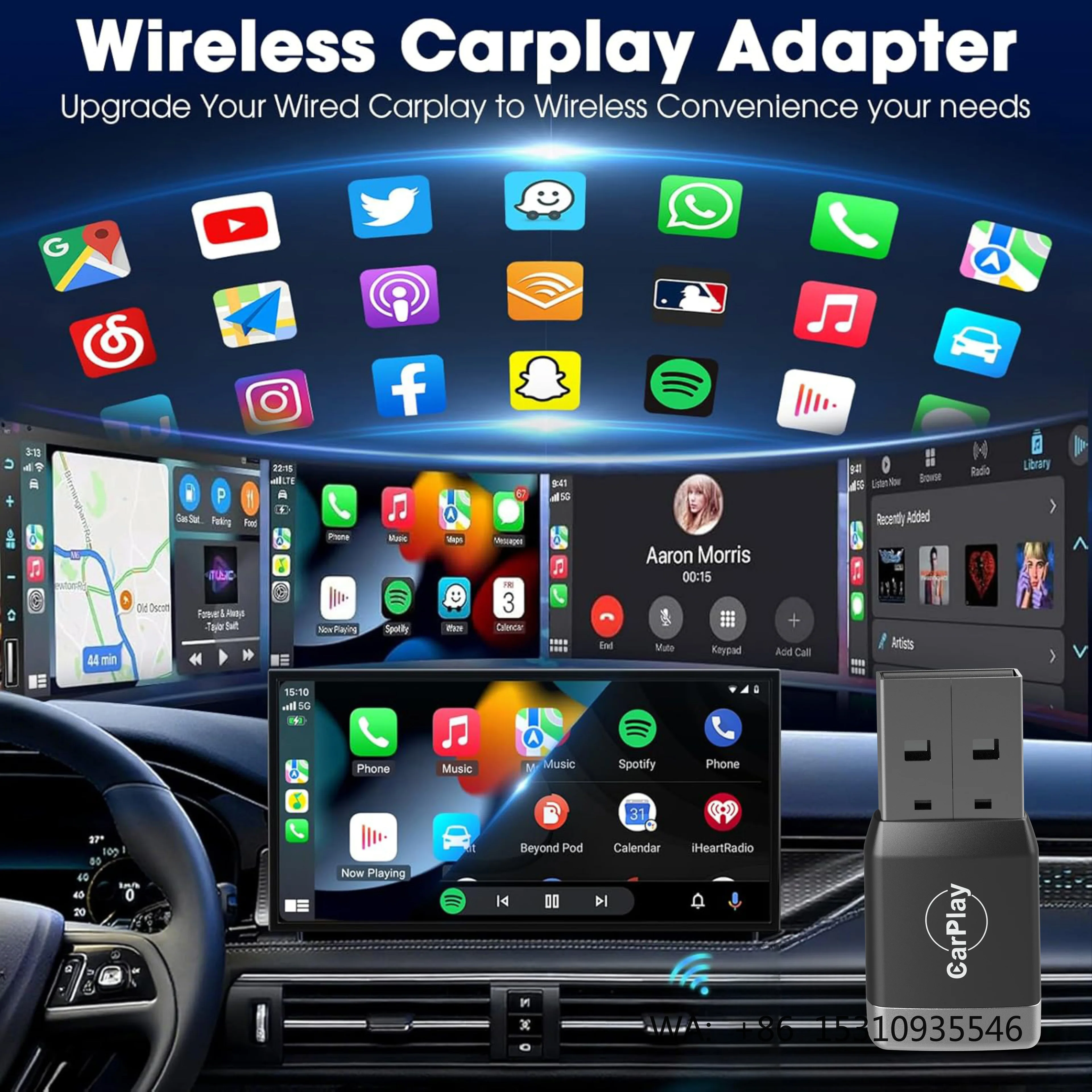 PIX-LINK 2 In1 Wireless CarPlay Dongle Wireless Android Auto Adapter AI Smart Box Car Intelligent Systems for Car Wired CarPlay