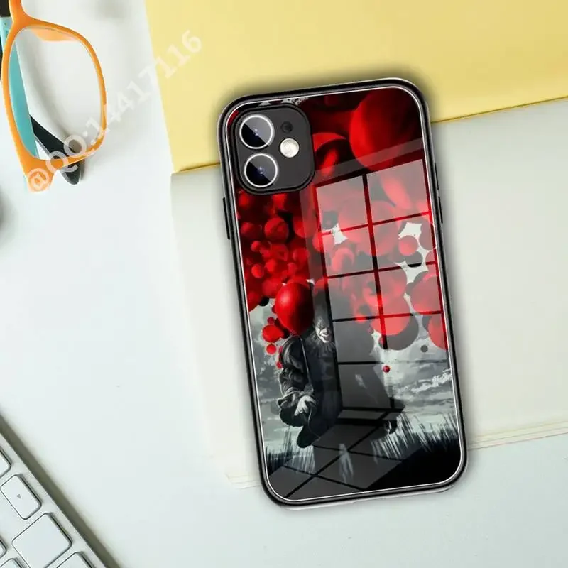 Phone Case Tempered Glass For iPhone 14 15 13 11 Pro XR XS MAX 8 7 Plus 12 Mini Pennywise The Clown Horror Full Coverage covers