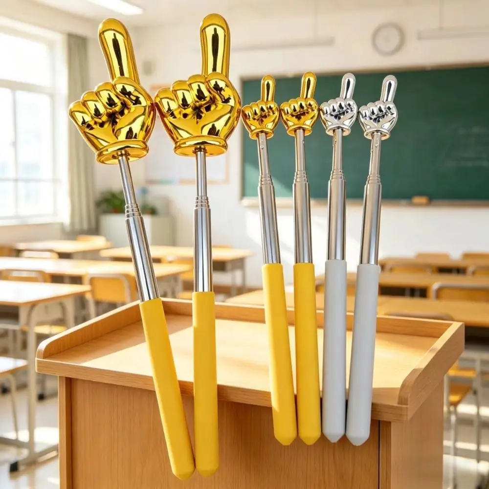 Portable Non-Slip Handle Retractable Reading Stick Finger Design Extendable Teaching Stick Pointing Rod Blackboard Whiteboard