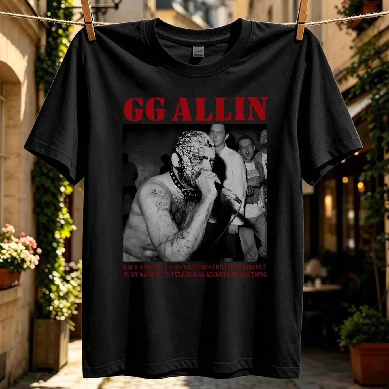 washed T Shirt GG Allin Singer  Full Size S 5XL vintage Washed graphic Top For Everyday Wear Comfortable designer clothes