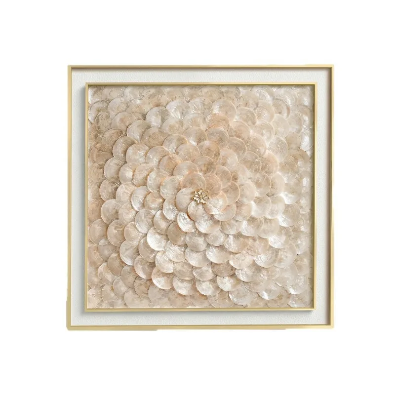 French fritillary hanging painting three-dimensional shell living room decorative painting light luxury high sense mural
