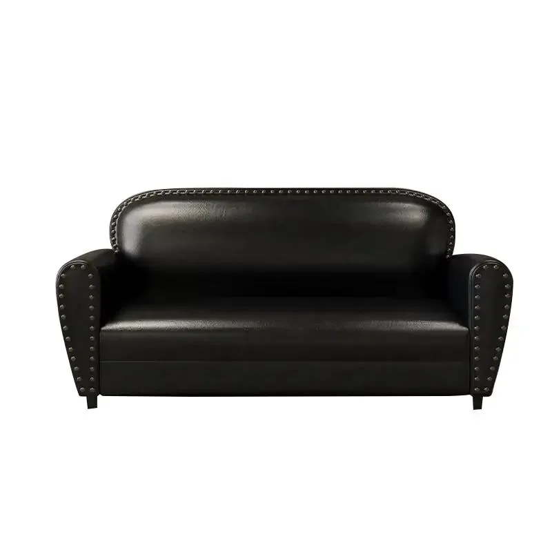 Small apartment office commercial sofa casual black single double three straight row lounge area reception group