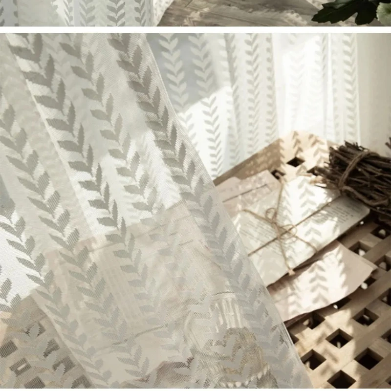 Modern Luxury White Tulle Curtain for Living Room Bedroom Window Jacquard Sheers Serape Home Decor Drape Well Rideau