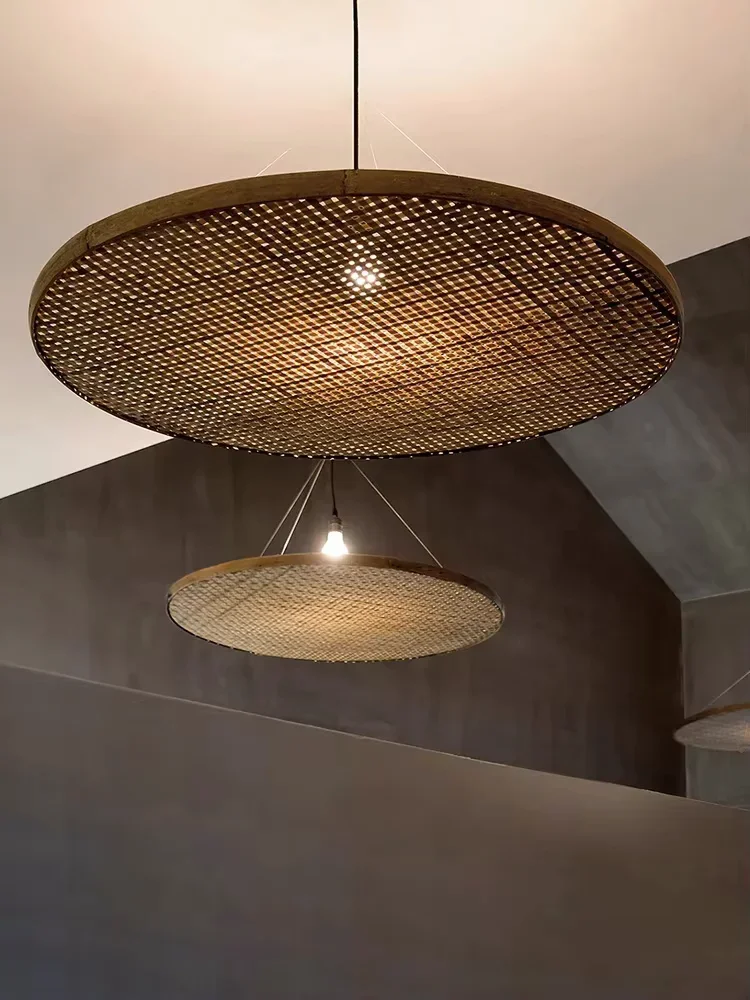 

Japanese Retro Bamboo Handmade Pendant Light Wabi Sabi Style Rattan Hanging Lamp Homestay Restaurant Tea Room Atmospher Lamp