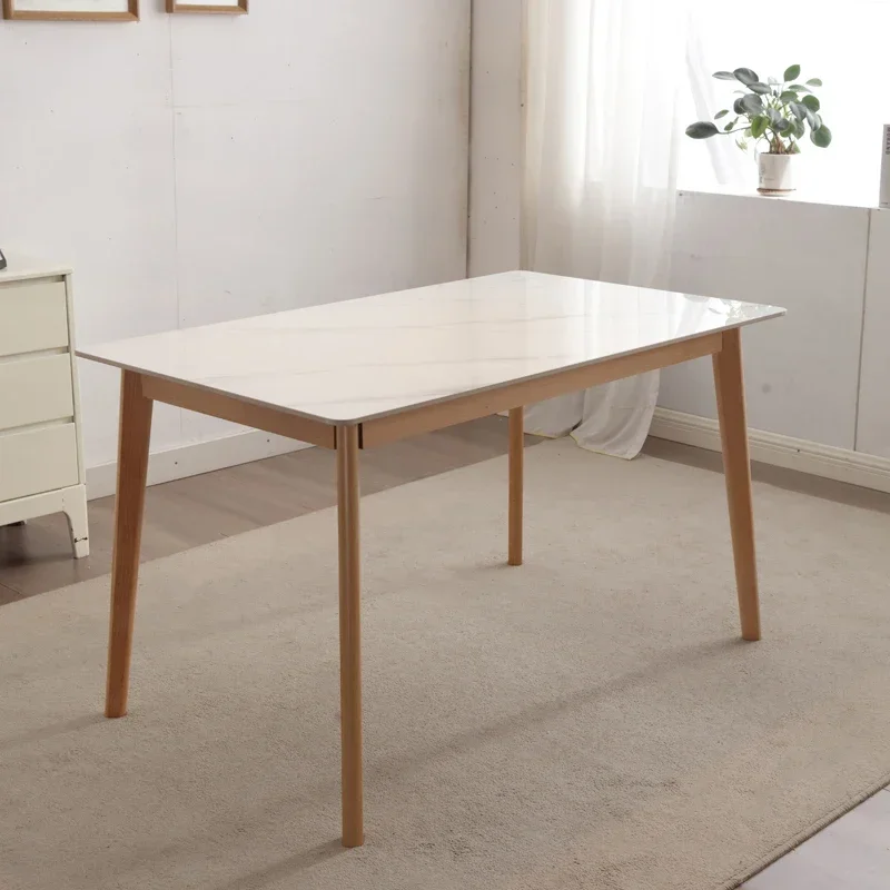 Nordic Solid Wood Dining Table Small Japanese Rock Slab Beech Household Log Single