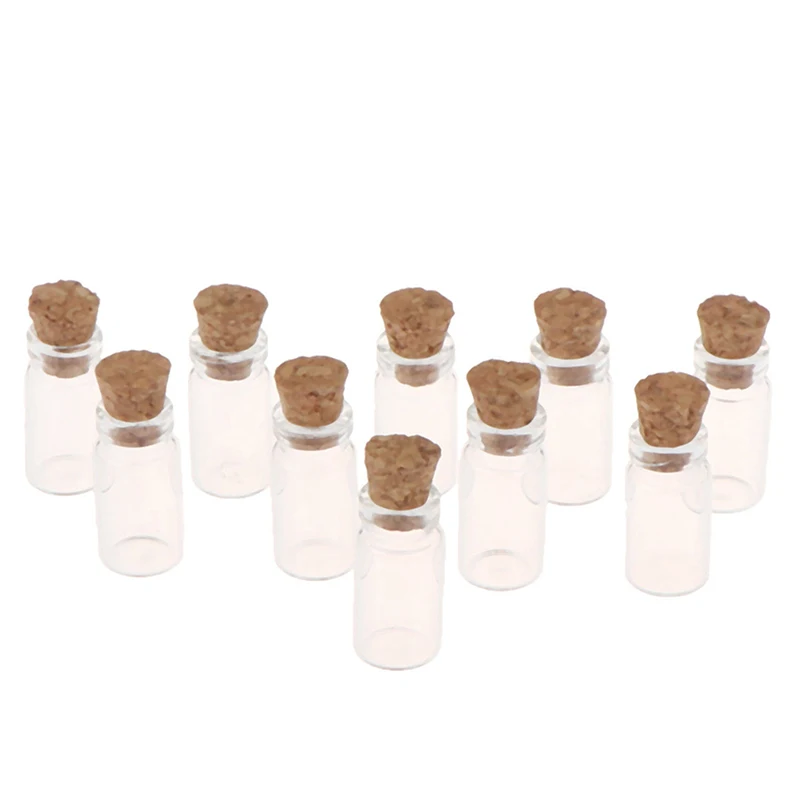 10Pcs 1:12 Dollhouse Miniature Glass Jars Model Candy Jars Storage Jars with Wood Lid Ornament Food Toy Accessory