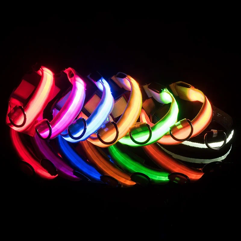 Collier de chien LED réfléchissant pour la sécurité nocturne – Durable, à motifs géométriques, alimenté par batterie, idéal pour les races de petite/moyenne