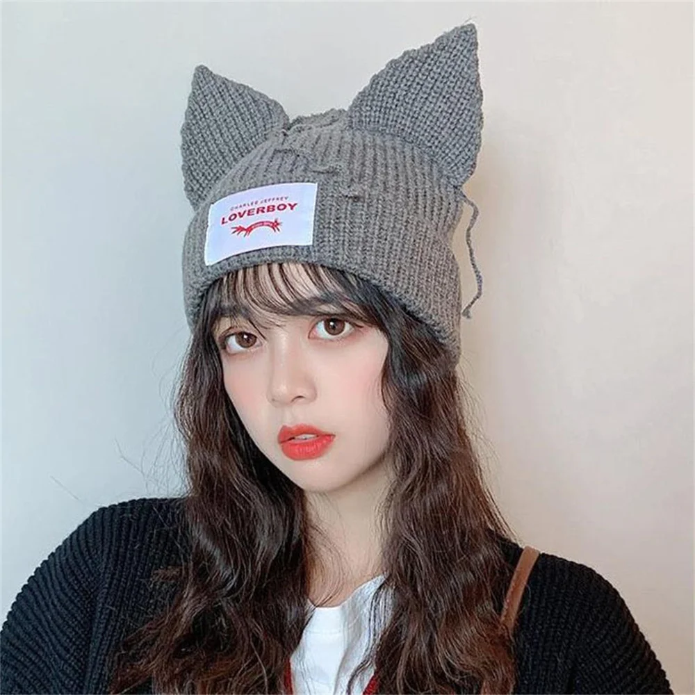 Kpop RENJUN Hat Same Beanies 17 Knitted Cat Ear Hat Fashion Cute Cap LoverBoy Casual Headgear