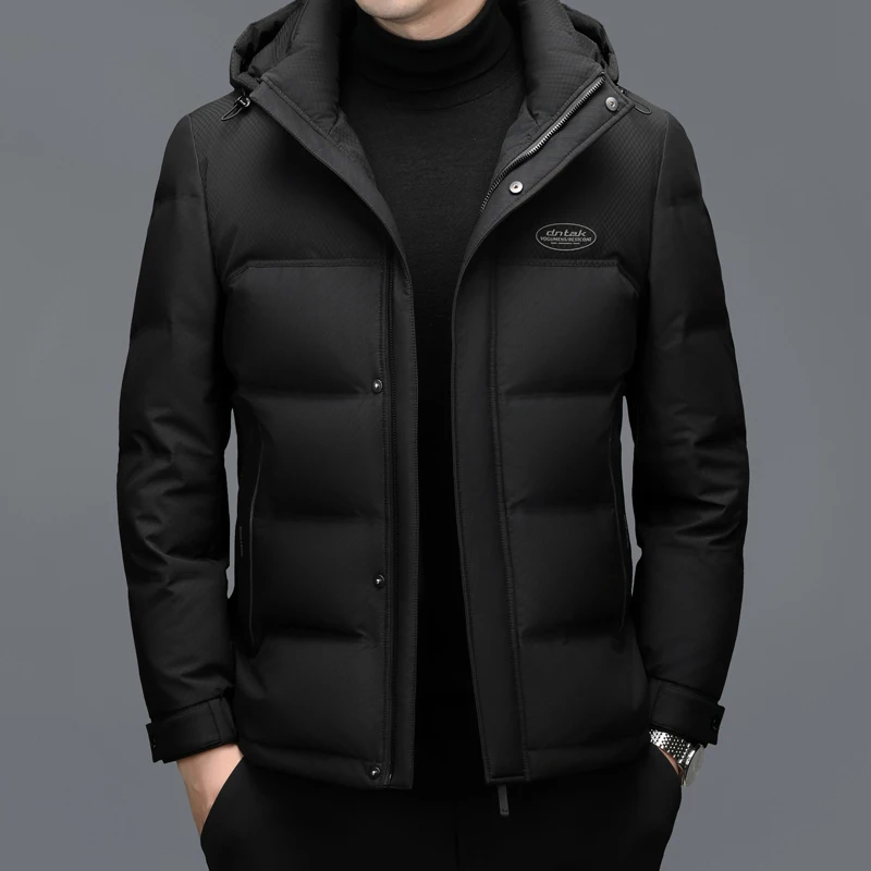 YX-2608 Men's Thick Short Down Jacket Winter New Detachable Hat White Duck Down Warm Casual Fashion Jacket Hooded Coat