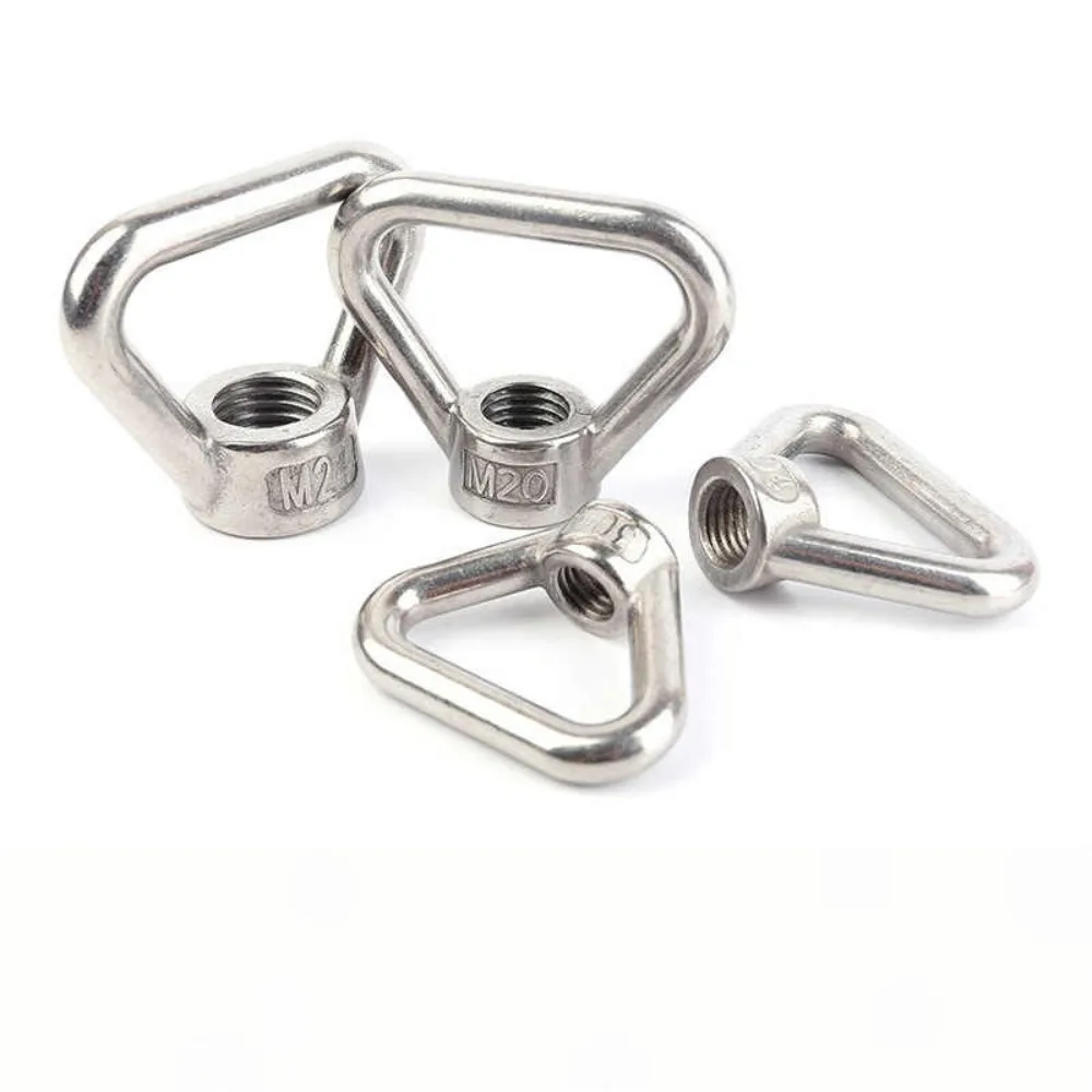 1pc 304 Stainless Steel Trapezoid Thread Triangle Eye Nut M8-M24 Lifting Ring Nut Used With Handle Bolts Suspension Hardware