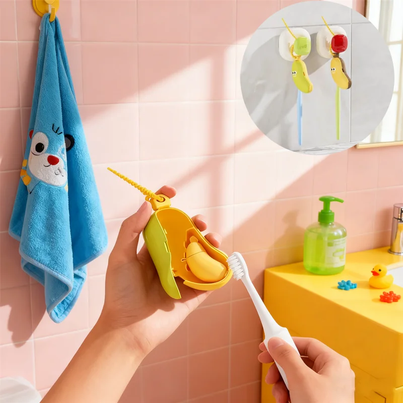 NEW All-in-One Travel Toothbrush Case, Banana Design with Toothpaste Compartment & Dust Cover, Portable Hygiene Storage Solution