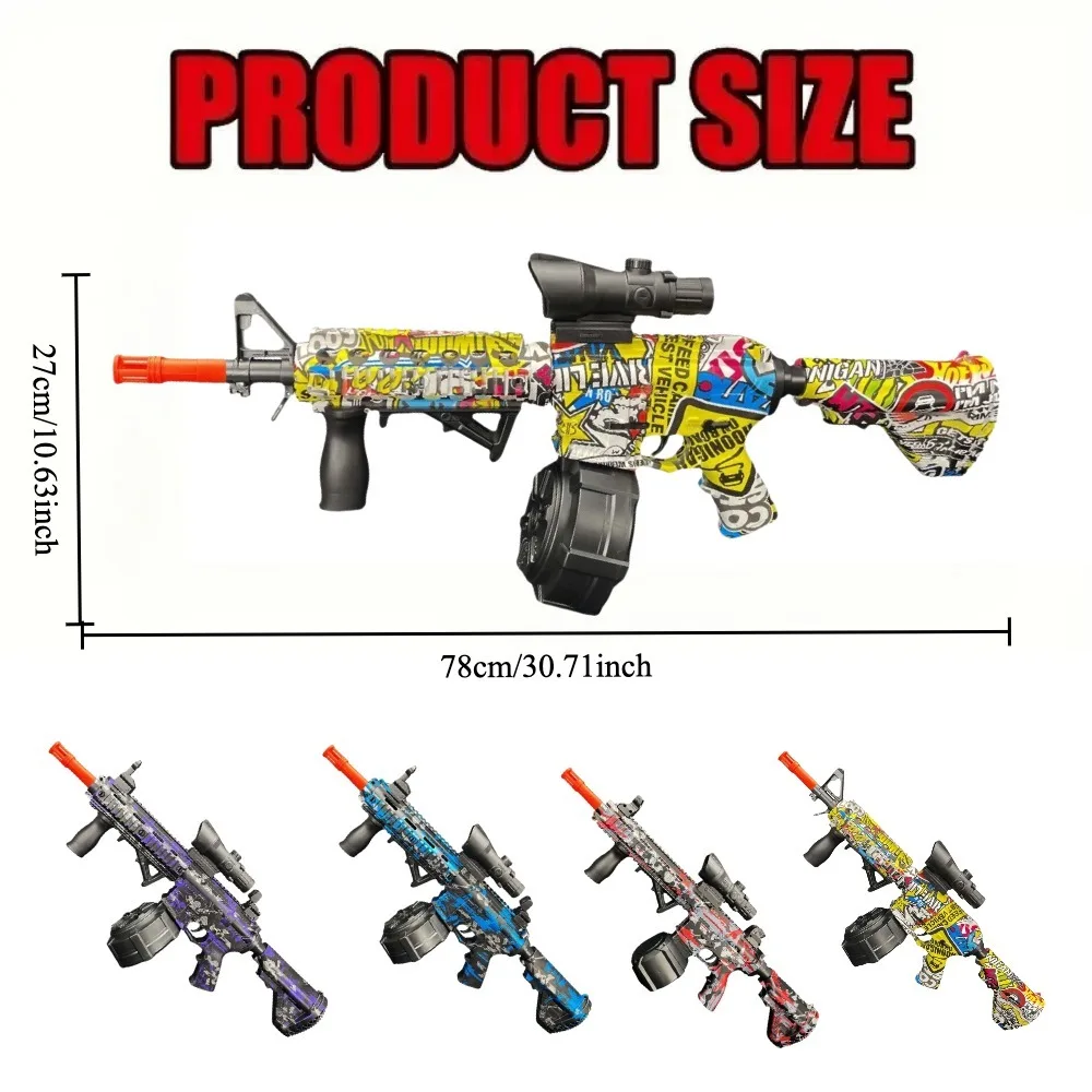 ปืนของเล่นไฟฟ้า M416 เกมยิงปืนกีฬากลางแจ้ง ความเร็วสูง ชาร์จซ้ำได้ เกมกลางแจ้ง ของเล่นลูกบอลน้ำสำหรับเด็กและผู้ใหญ่