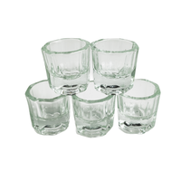 5pcs Glass Dappen Dish For Nail Care or Lash Lifting and Brow Tint Mixing Transparent And Red Color in Stock