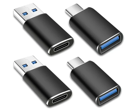 4 pacotes de adaptador usb para usb c otg, 2 pacotes tipo c fêmea para um macho conversor de carregador 2 pacote usb c macho para usb 3.0 fêmea adaptador thun