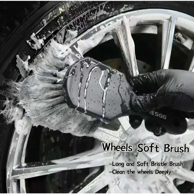 Car Wheel Cleaning Brush Detail Brush Short Handle Tire Rim Washing Brush Vehicles Cleaning Maintain Accessories Set For Auto