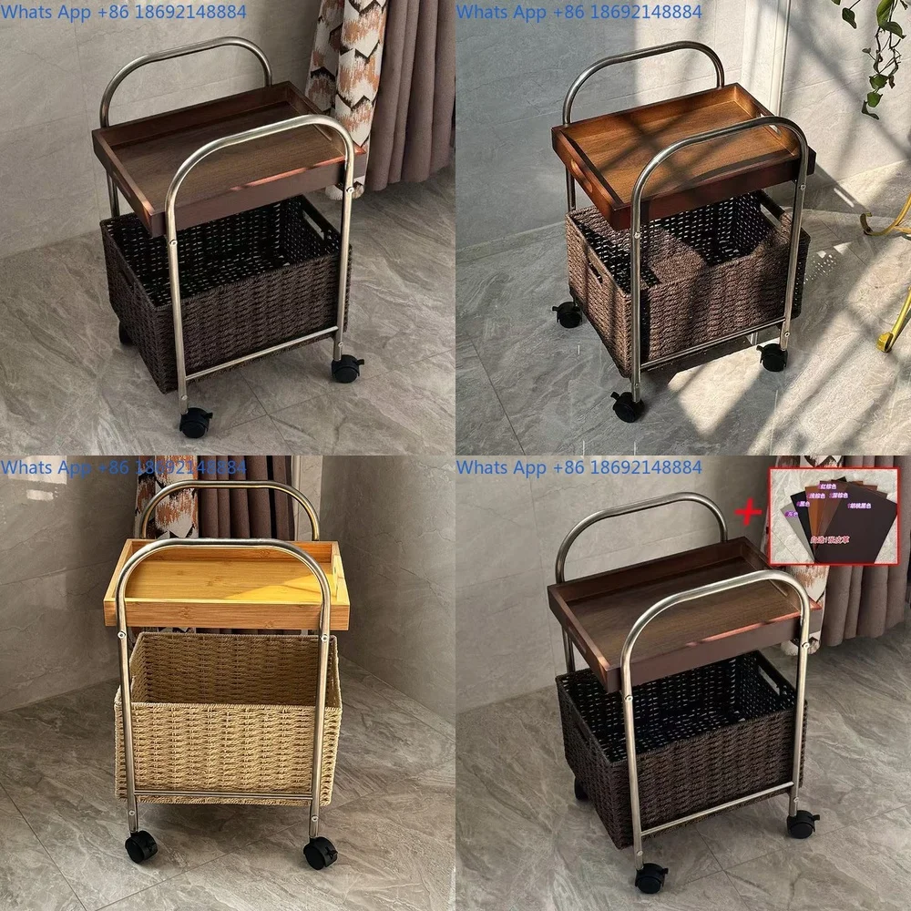 

Stainless Steel Wheeled Cart Storage Trolley for Living Room Bedroom Snacks Cosmetics Organizer