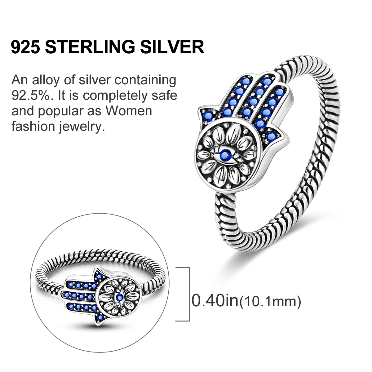Women's 925 Sterling Silver Devil's Eye Engagement Ring