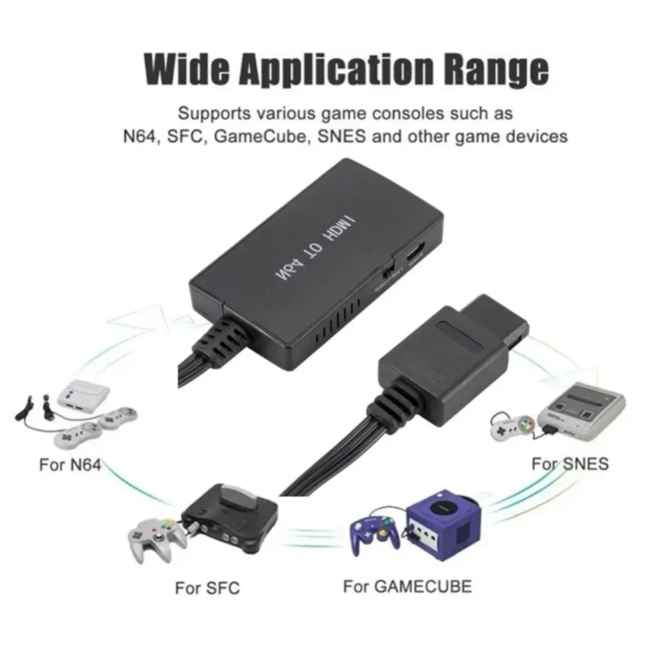 Grwibeou N64 To HDMI-compatible Video Converter High Definition Link Cable For Nintend N64 / SNES Plug And Play HD 1080P Adapter