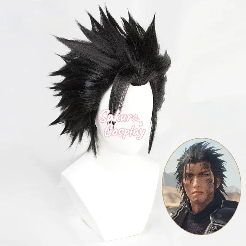 Game FF7 VII Zack Fair Cosplay Short Black Costume Heat Resistant Synthetic Hair Halloween Carnival Party Role Play   Wig Cap