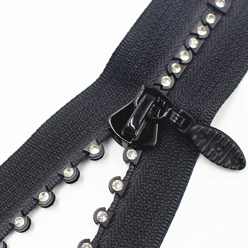 5# 60/70cm fashion A Rhinestone Zipper Lightning Shiny diamond Zippers Open-End For Sewing DIY Jacket bag Coat Accessorise