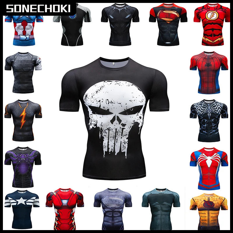 

Компрессионная рубашка, мужская боксерская спортивная одежда с короткими рукавами для мужчин, спортивная одежда, футболка для бега, фитнеса, тренировки, топ с принтом