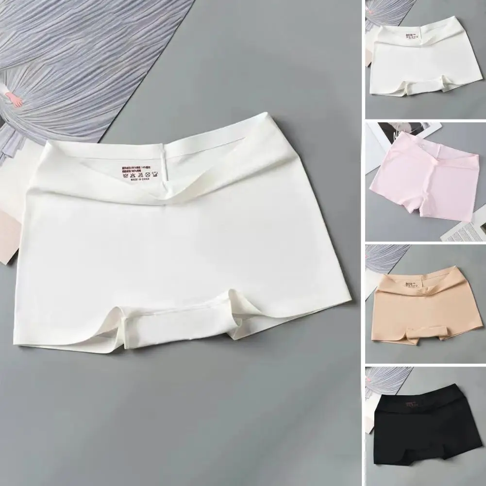 Women Safety Pants High Elasticity Ice Silk Seamless Anti-exposure Mid Waist Quick Dry Skirt Inner Shorts Yoga Shorts Underpants