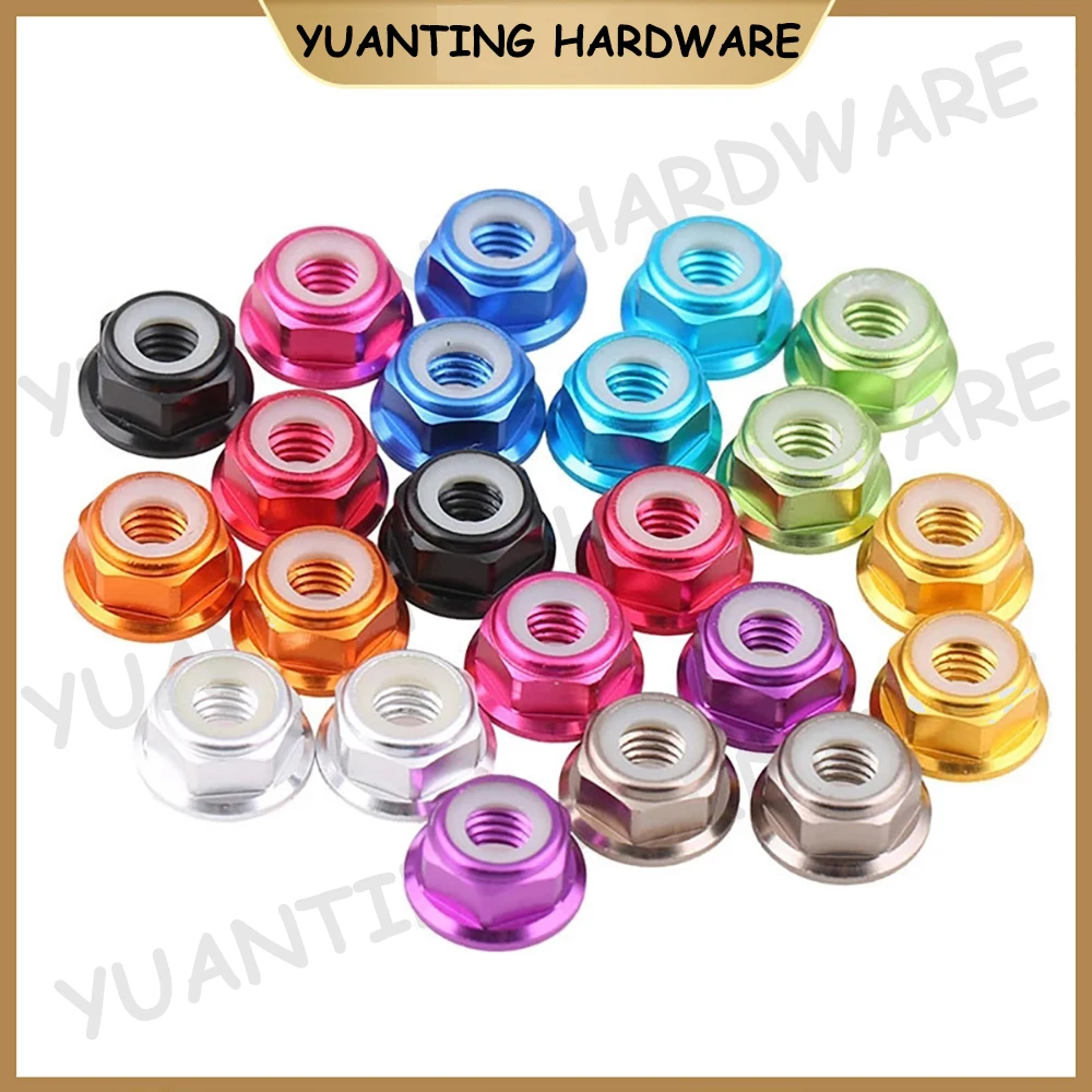 M2 M2.5 M3 M4 M5 M6 M8 UNC 6#-32 8#-32 Aluminum Alloy Nylon Insert Self-locking Flange Nuts Multi-Color RC Car Accessories