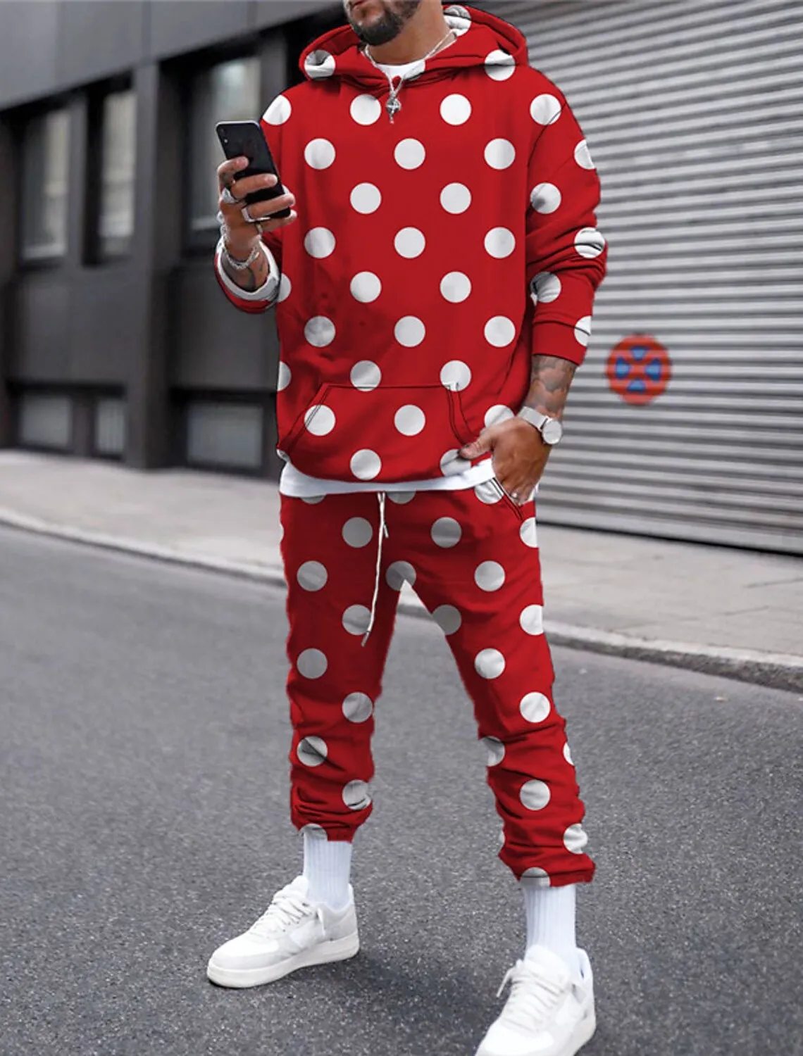 Stippen 3D Gedrukt Hoodie Pak Herfst Mannen Casual Sweatshirts Hoodies Joggingbroek Mode Tweedelige Trainingspak Set Man Kleding