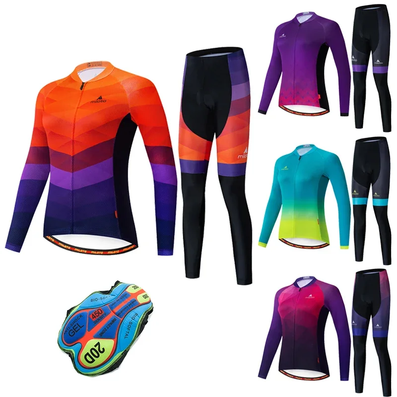 

MILOTO Women Cycling Jersey Set Mtb Bicycle Clothing Long Sleeves Jersey Riding Shirt Road Bike Clothing Maillot Ciclismo