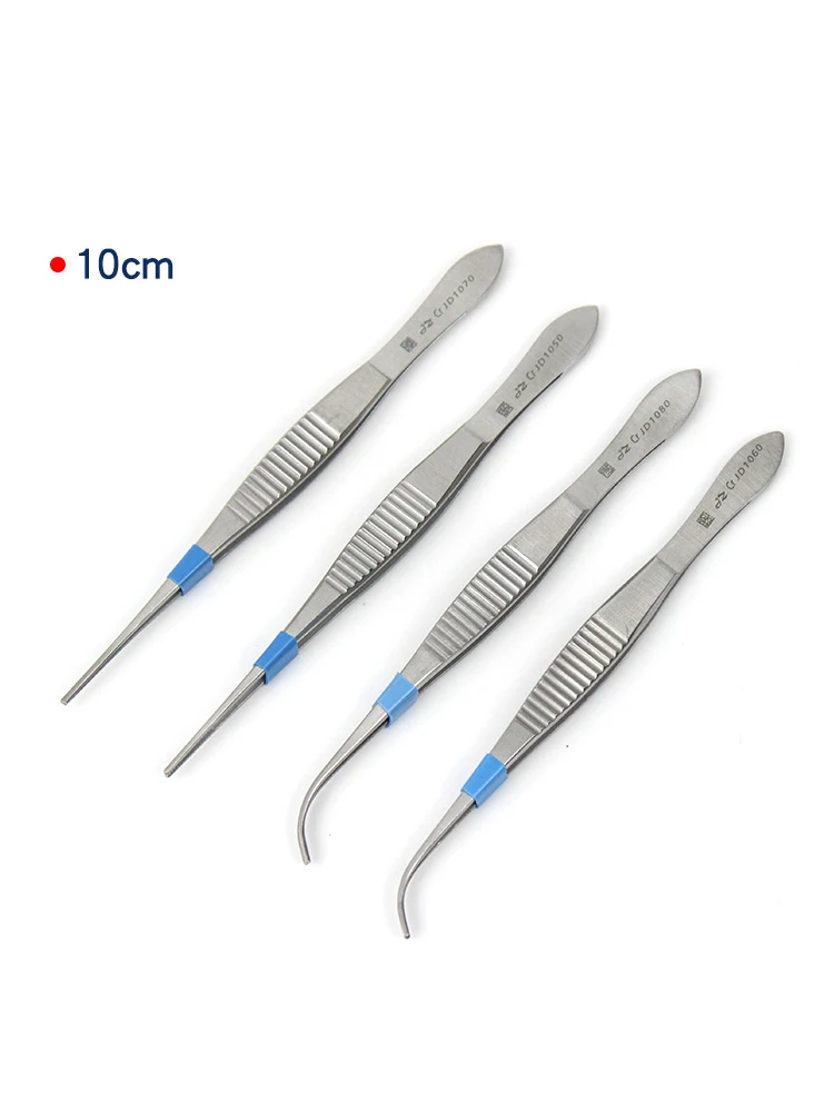 Ophthalmic forceps straight end elbow with hook and transverse teeth 10cm stainless steel clip