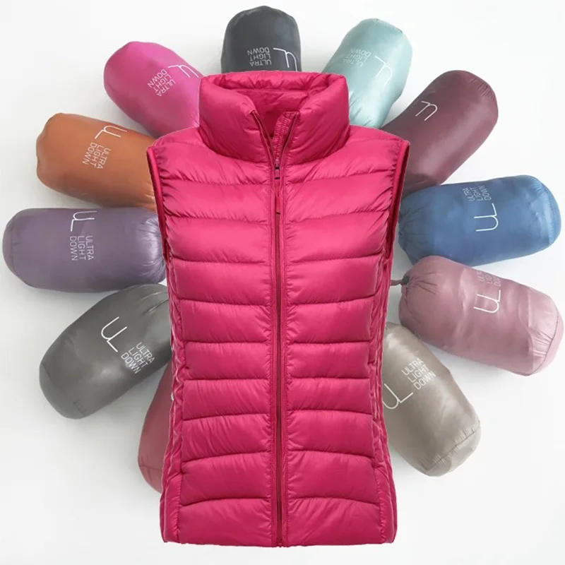 Female White Duck Down Ultra Lightweight Packable Warm Down Liner Vest 2025 New Women Sleeveless Puffer Jacket