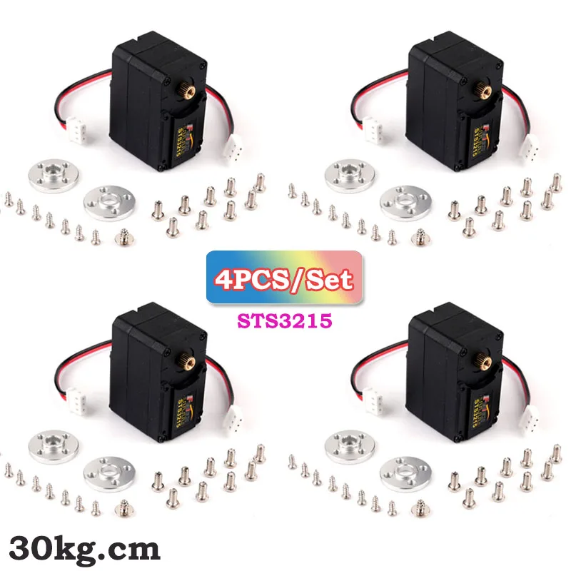 

4PCS/Set STS3215 Magnetic Encoding 30kg Digital Servo 12V 360° Continuous Rotation Motor Twin Axis Tandem Servos DIY Toys Parts